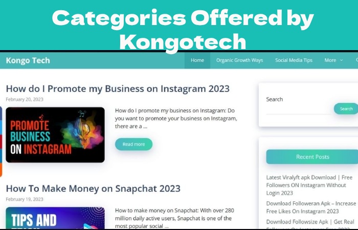 Categories Offered by Kongotech